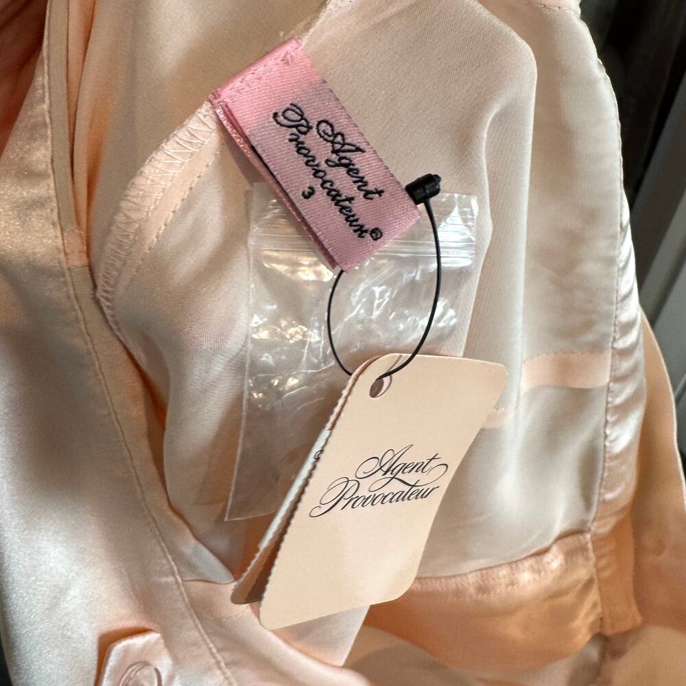 Agent Provocateur Classic Pyjama Bottom NEW Pink Silk Trim High Rise Trouser M - Picture 6 of 7